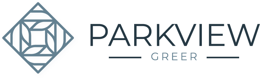 A logo with a geometric diamond shape and the words "PARKVIEW GREER" in bold letters.